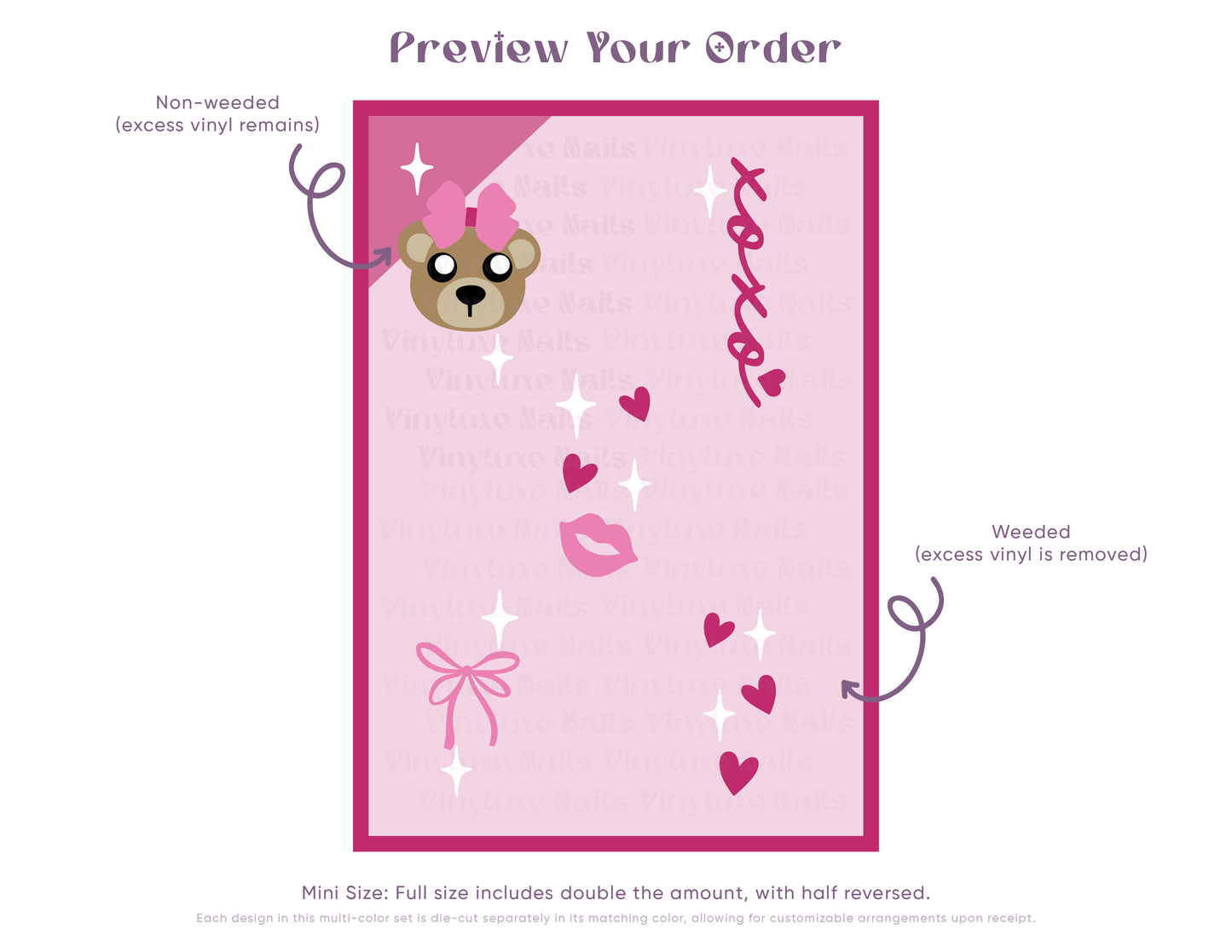 XOXO Teddy Bear Kiss Nail Stickers