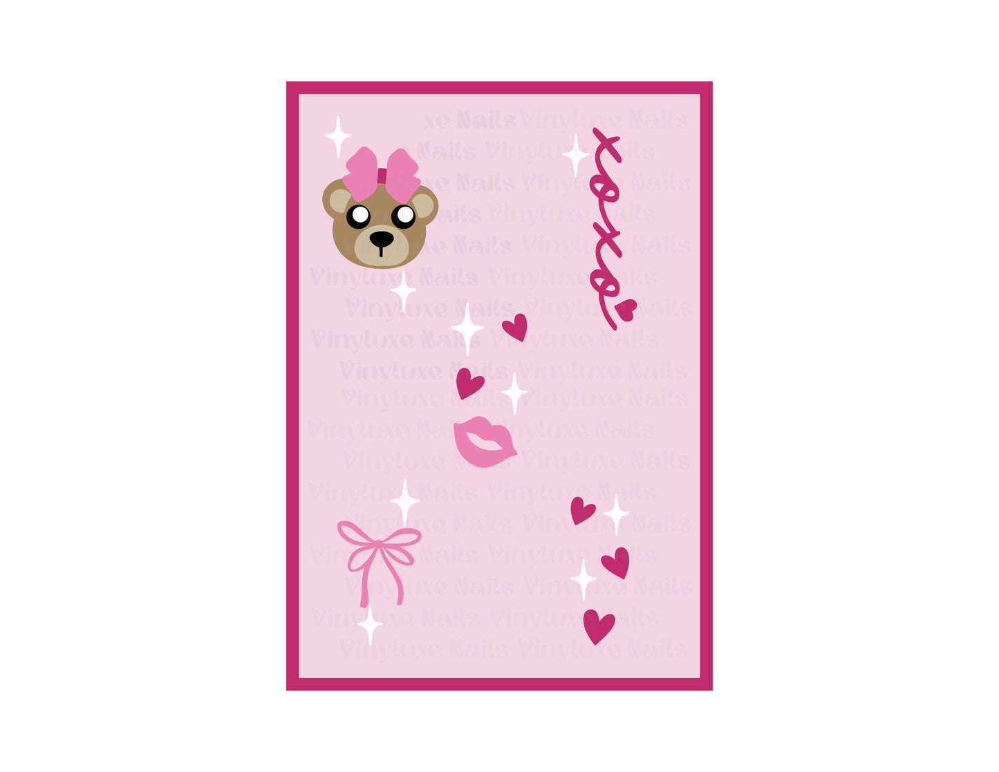 XOXO Teddy Bear Kiss Digital Nail Stickers