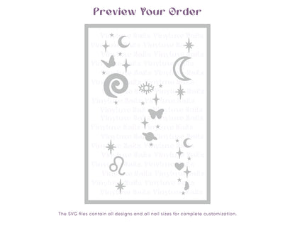 Zodiac Cosmic Dream Digital Nail Stickers